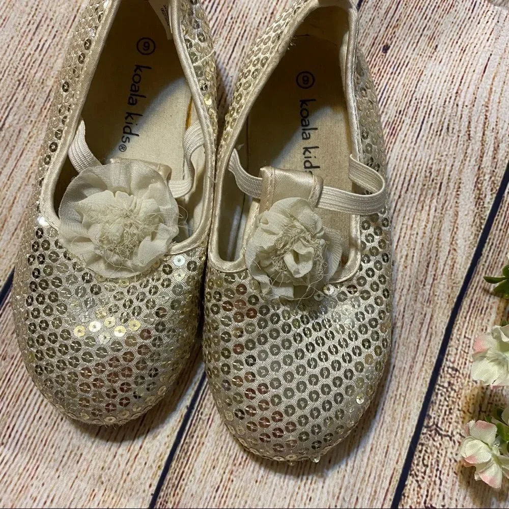 Koala kids  Toddler girls gold sparkly dress shoes